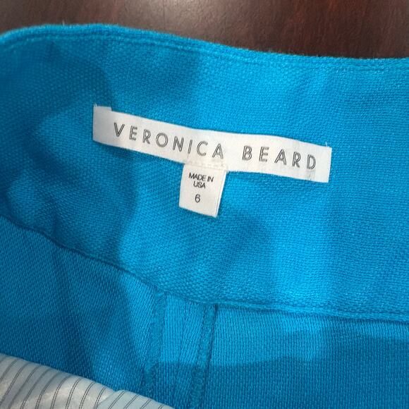VERONICA BEARD Makayla Belted Linen Shorts Turquoise Blue Size 6 - Picture 8 of 10